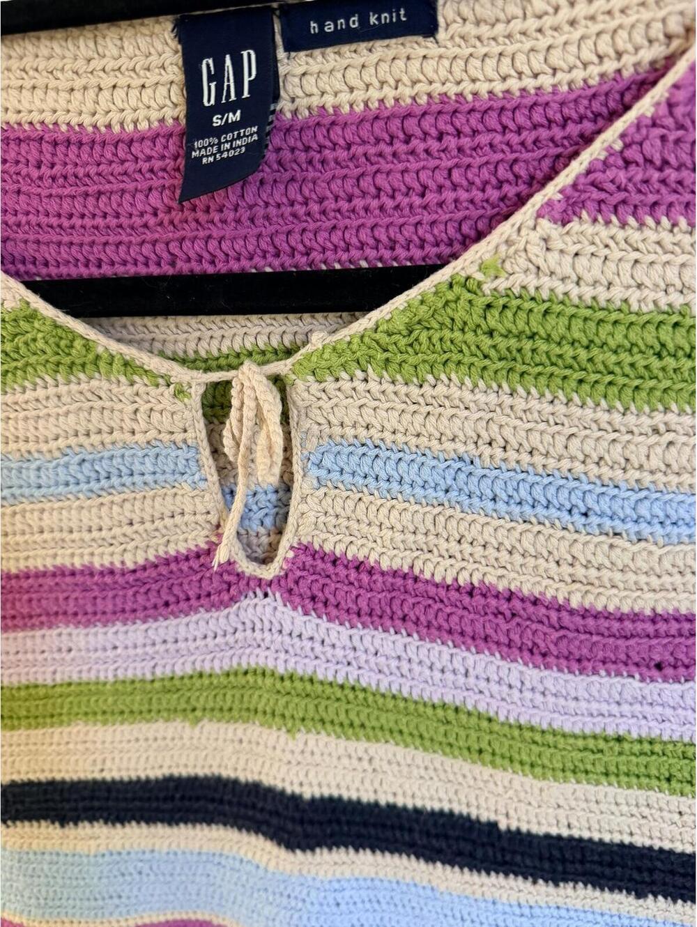 Gap Hand Knit‎ Striped Tank Top Sleeveless Knit Sweater Size S - Picture 4 of 8